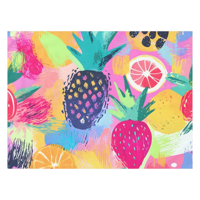 Toalha De Mesa Abstrato Paradise Tropical Fruta Fiesta (Frente (Horizontal))