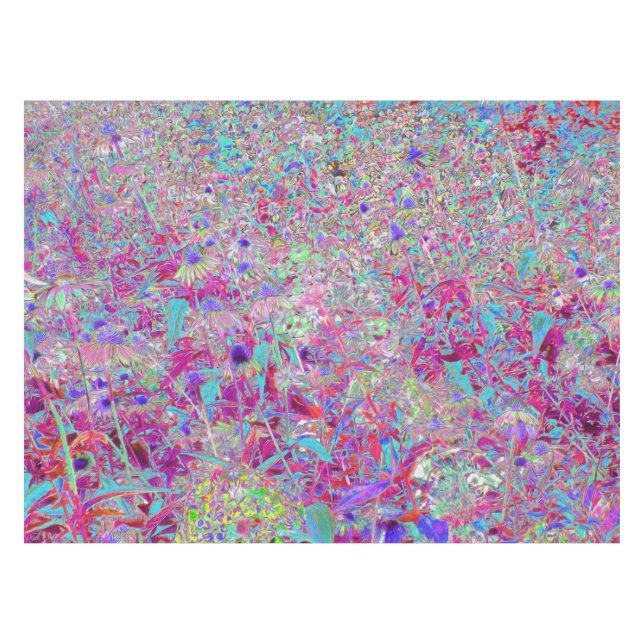 Toalha De Mesa Abstrato Purple Aqua e Rosa Coneflower Garden (Frente (Horizontal))