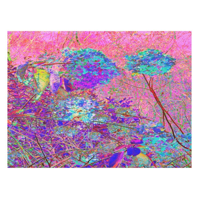 Toalha De Mesa Abstrato púrpura e azul-hidrangea com magenta (Frente (Horizontal))