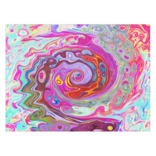 Toalha De Mesa Abstrato Retro-rosa-quente e espiral azul