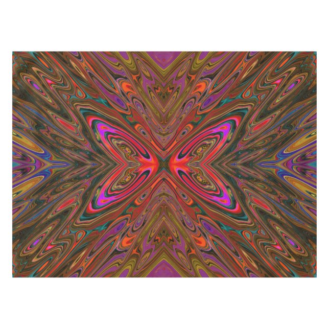 Toalha De Mesa Abstrato Trippy Orange e Magenta Butterfly (Frente (Horizontal))