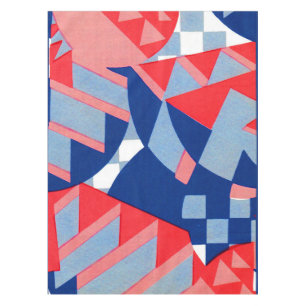 Toalha De Mesa abstrato vermelho branco e impressão azul nº 1