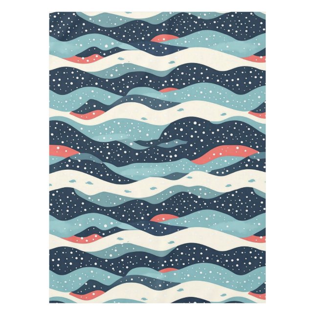 Toalha De Mesa Abstrato Wavy Lines com pontos de floco de neve (Frente)