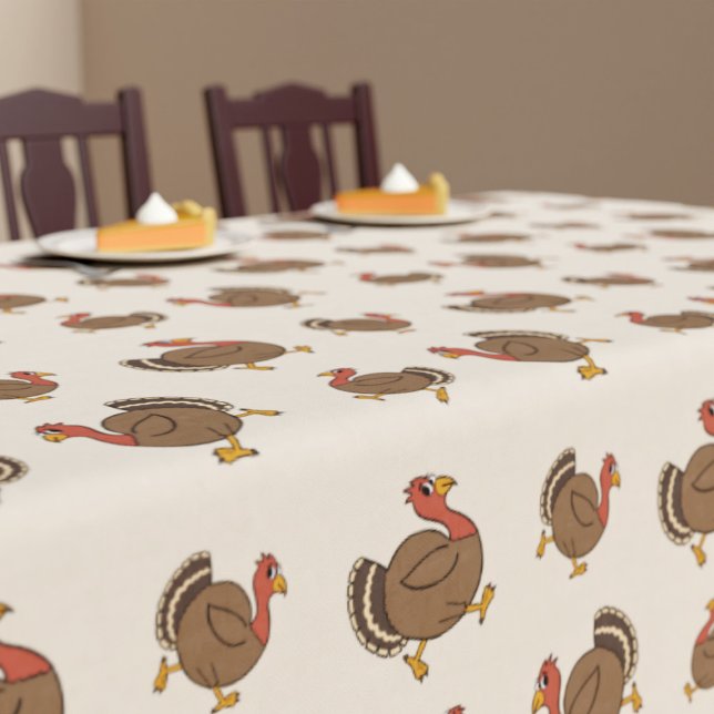 Toalha De Mesa Ação de Graças à Turquia Pattern Tablecloth (A fun turkey pattern tablecloth perfect for Thanksgiving fun!)