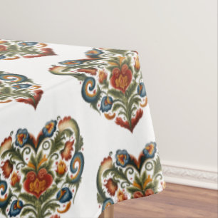 Toalha De Mesa Adesivo de Coração Folk de Arte Norueguesa Rosemal