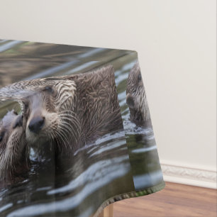 Toalha De Mesa **"Adrift in Love: Mummy and Baby Otter"**