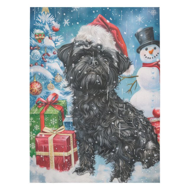 Toalha De Mesa Affenpinscher Winter Wonderland Natal Joy (Frente)