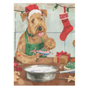 Toalha De Mesa Airedale Terrier Festa de Natal: Panificação Festi