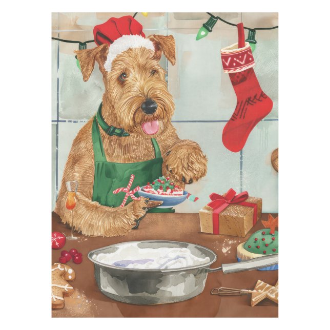 Toalha De Mesa Airedale Terrier Holiday Baking: Natal Festivo (Frente)