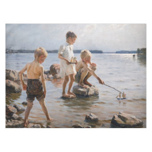 Toalha De Mesa Albert Edelsense - Meninos tocando na praia