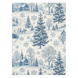 Toalha De Mesa Aldeia de Neve do Natal Branco e Inverno Encantado