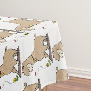 Toalha De Mesa Alpaca feliz e giro com cartoon de borboleta