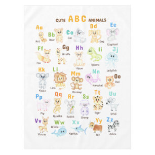 Toalha De Mesa Alphabet Animal ABC Animais de estimação