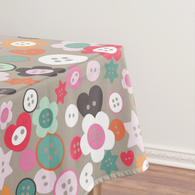 Toalha De Mesa Amar Botões de Costura Cinza (Posição Original)