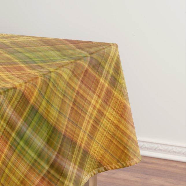 Toalha De Mesa Amarelo-dourado, laranja e Xadrez verde (Posição Original)