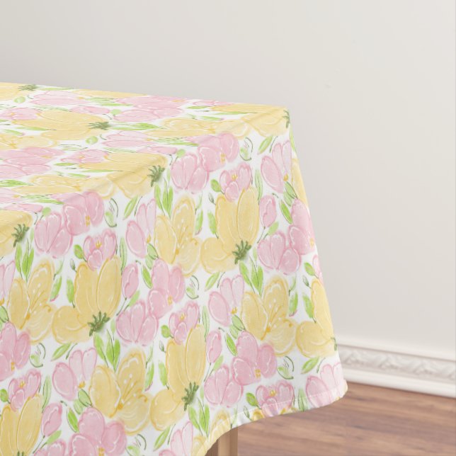 Toalha De Mesa Amarelo Floral Rosa (Posição Original)