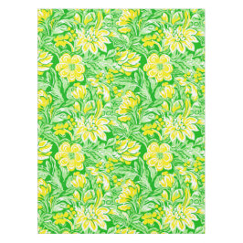 Toalha De Mesa Amarelo Floral Verde / Padrão Floral Clássico Prim