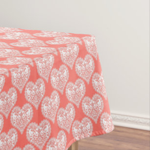 Toalha De Mesa amor contínuo dia dos namorados renda branca coraç