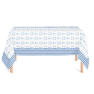 Toalha De Mesa Âncora de barco em aquarela com bóia salva-vidas e