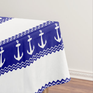 Toalha De Mesa Âncoras de padrão costeiro azul Marinho