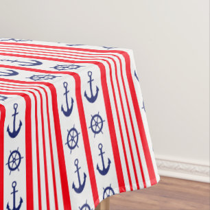 Toalha De Mesa Âncoras Navios Rodas de Navio Barco Vermelho Branc