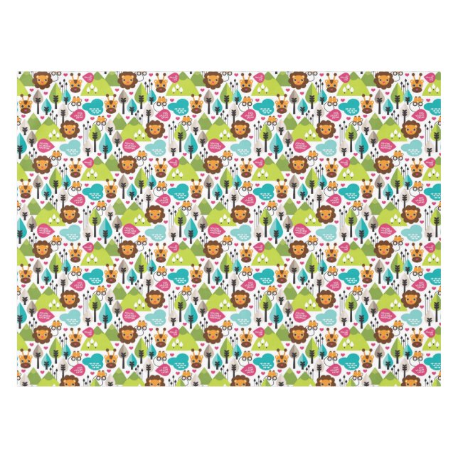 Toalha De Mesa animais selvagens retros do leão do safari dos (Frente (Horizontal))