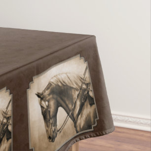 Toalha De Mesa Antigo Quarto Oeste Horse Sepia Brown