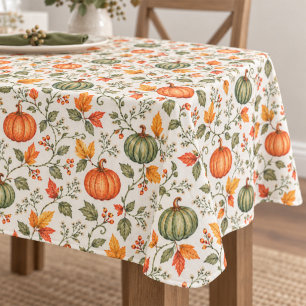 Toalha De Mesa Aquarela Abóboras e Cabaças de Outono Padrão