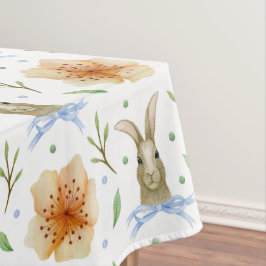 Toalha De Mesa Aquarela Coelho Vintage & Flores da Primavera Pásc