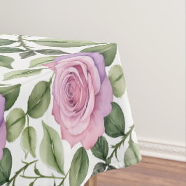 Toalha De Mesa Aquarela De Rosas Rosa E Lavanda