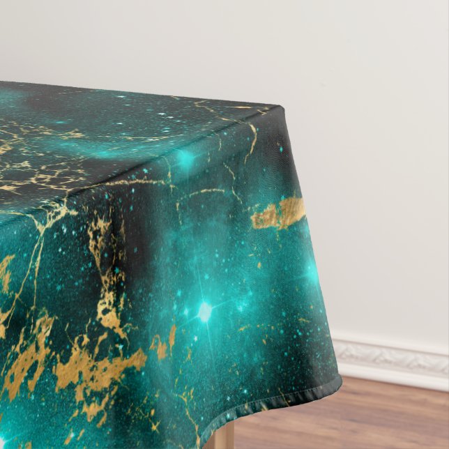 Toalha De Mesa Aquarela estonteante Galáxia Verde e Dourada do Má (Posição Original)