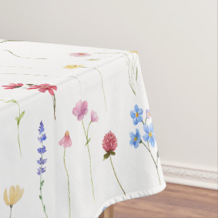 Toalha De Mesa Aquarela Flor Silvestre Minimalista Casa Boho