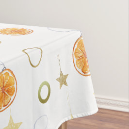 Toalha De Mesa Aquarela Laranjas e Estrelas em Bege