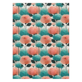 Toalha De Mesa Aquarela Vintage Rosa e Verde Floral