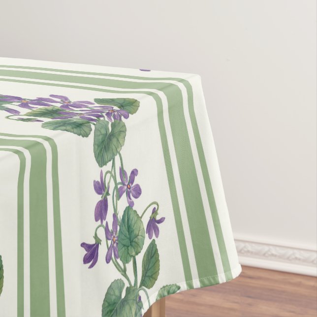 Toalha De Mesa Aquarela violetas e listras (Posição Original)