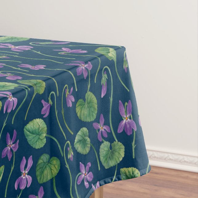 Toalha De Mesa Aquarela violetas em azul (Posição Original)