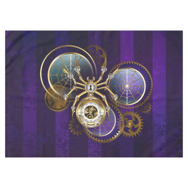 Toalha De Mesa Aranha Steampunk no fundo roxo (Frente (Horizontal))