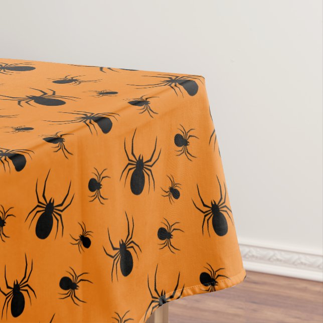 Toalha De Mesa Aranhas Padrão de Halloween Preto e Laranja (Posição Original)