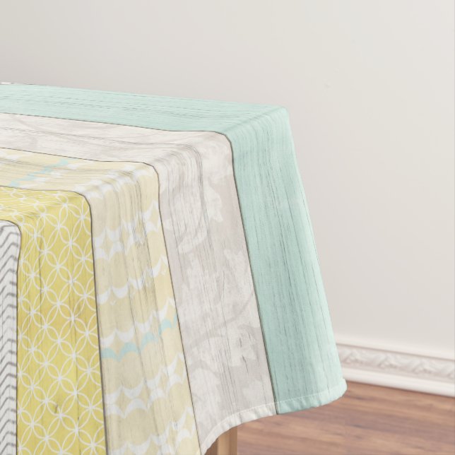 Toalha De Mesa Arco Geométrico Rustic Mint & Yellow Boho (Posição Original)