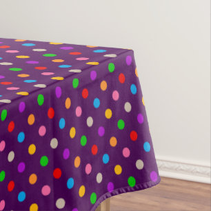 Toalha De Mesa Arco-íris Colorido de Bolinhas Roxas