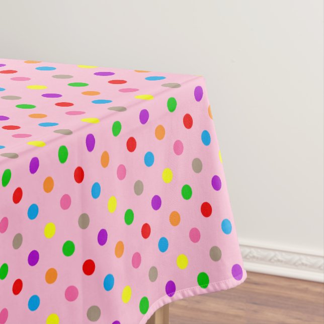 Toalha De Mesa Arco-íris Colorido Pontos Pink  (Posição Original)