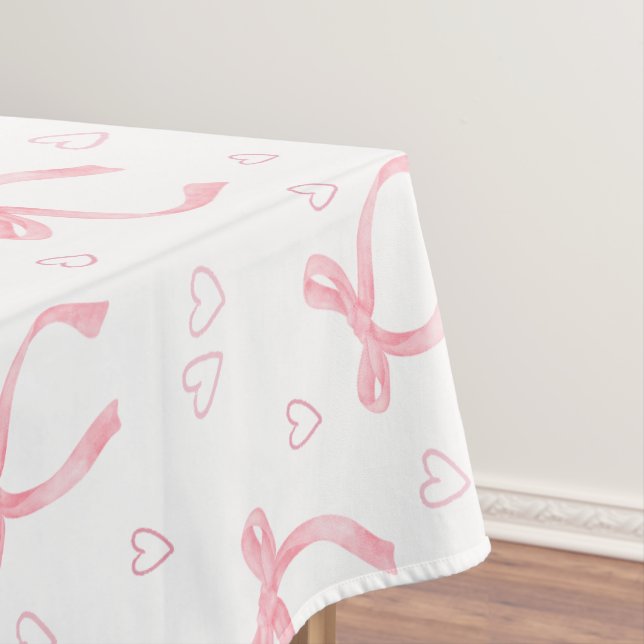 Toalha De Mesa Arcos Cor de Água Rosa com Corações (Posição Original)