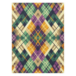 Toalha De Mesa Argyle Mardi Gras verde-roxo amarelo