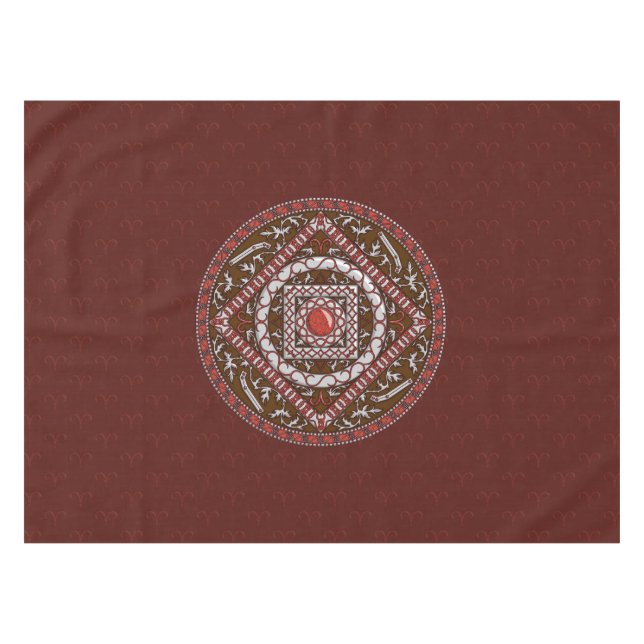 Toalha De Mesa Aries Mandala Tablecloth (Frente (Horizontal))
