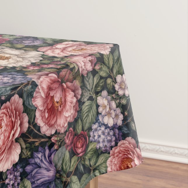 Toalha De Mesa Arranjo Floral Botânico Denso Premium (Posição Original)