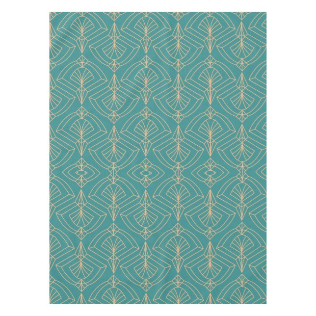 Toalha De Mesa Art Deco pattern with gold geometric shapes  (Frente)