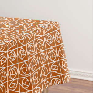 Toalha De Mesa Art Deco Rosa Squares Estilizados Laranja Floral