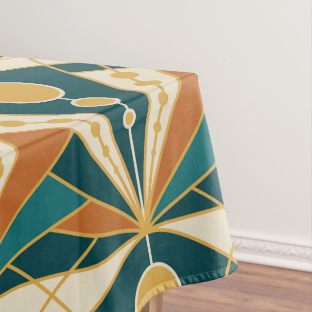 Toalha De Mesa Art Deco (Verde, enferrujado e ouro) (Posição Original)