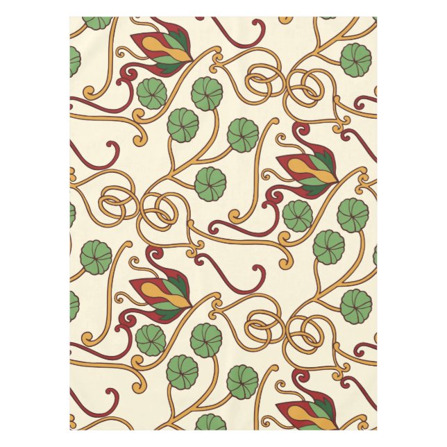 Toalha De Mesa Art Nouveau-inspired floral design (Frente)