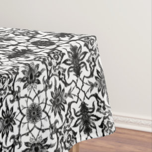 Toalha De Mesa Art Nouveau - Padrão Chinês - Preto e Branco